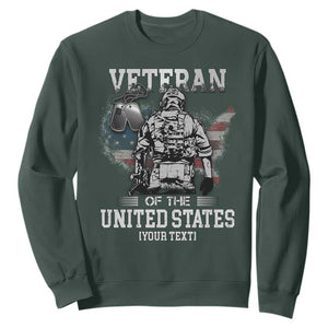 Personalized Veteran Flag Sweatshirt Custom Name U.S. Army TS10 Dark Forest Green Print Your Wear