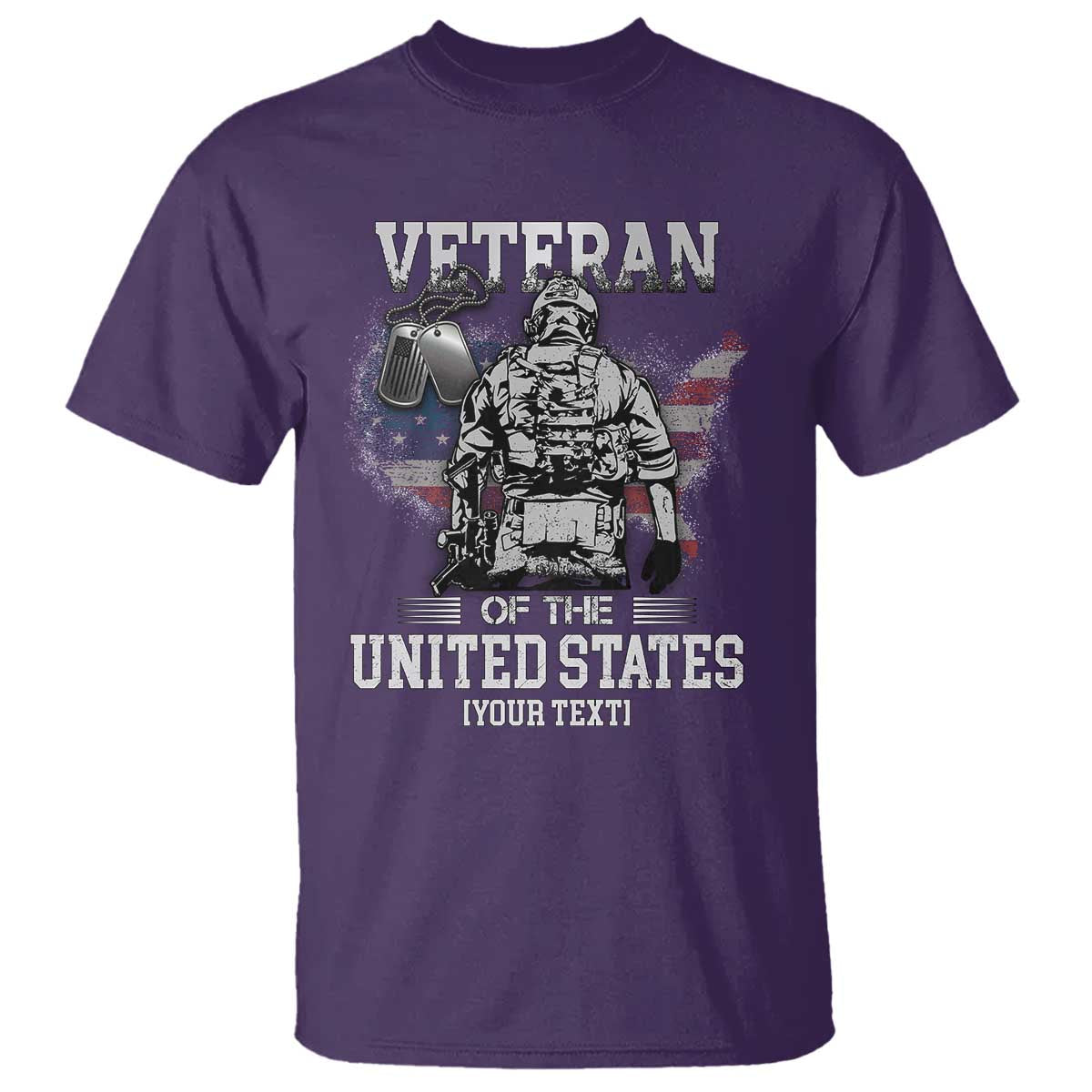 Personalized Veteran Flag T Shirt Custom Name U.S. Army TS10 Purple Print Your Wear