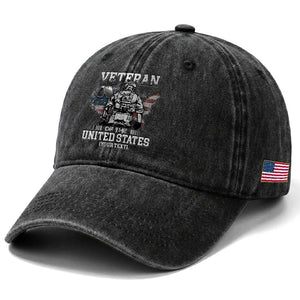 Personalized Veteran Flag Washed Cotton Baseball Cap Custom Name U.S. Army