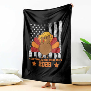 Funny Thanksgiving Trump 2025 Throw Blanket Make Thanksgivings Great Again Turkey American Flag TS10 Print Your Wear