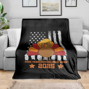 Funny Thanksgiving Trump 2025 Throw Blanket Make Thanksgivings Great Again Turkey American Flag TS10 Print Your Wear