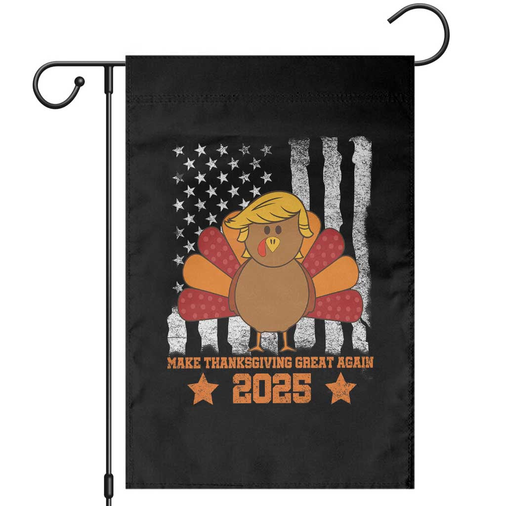 Funny Thanksgiving Trump 2025 Garden Flag Make Thanksgivings Great Again Turkey American Flag TS10 Black Print Your Wear