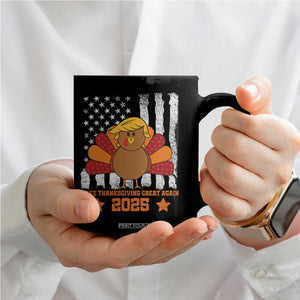 Funny Thanksgiving Trump 2025 Coffee Mug Make Thanksgivings Great Again Turkey American Flag TS10 Print Your Wear