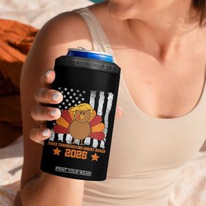 Funny Thanksgiving Trump 2025 4 in 1 Can Cooler Tumbler Make Thanksgivings Great Again Turkey American Flag TS10 Print Your Wear