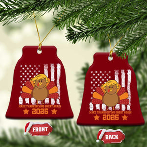 Funny Thanksgiving Trump 2025 Ceramic Ornament Make Thanksgivings Great Again Turkey American Flag TS10 Print Your Wear