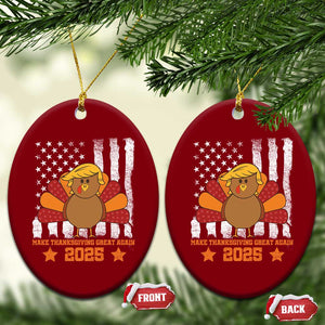 Funny Thanksgiving Trump 2025 Ceramic Ornament Make Thanksgivings Great Again Turkey American Flag TS10 Print Your Wear