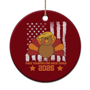 Funny Thanksgiving Trump 2025 Ceramic Ornament Make Thanksgivings Great Again Turkey American Flag TS10 1pc Red Print Your Wear