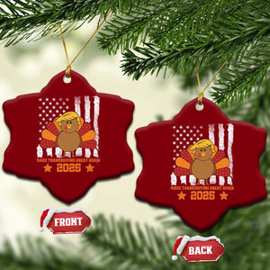 Funny Thanksgiving Trump 2025 Ceramic Ornament Make Thanksgivings Great Again Turkey American Flag TS10 Print Your Wear