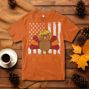 Funny Thanksgiving Trump 2025 T Shirt Make Thanksgivings Great Again Turkey American Flag TS10 Orange Print Your Wear