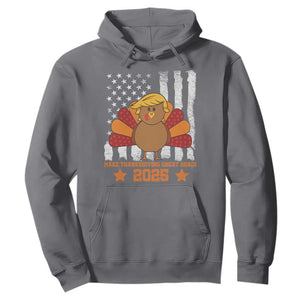 Funny Thanksgiving Trump 2025 Hoodie Make Thanksgivings Great Again Turkey American Flag TS10 Charcoal Print Your Wear