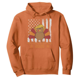 Funny Thanksgiving Trump 2025 Hoodie Make Thanksgivings Great Again Turkey American Flag TS10 Orange Print Your Wear