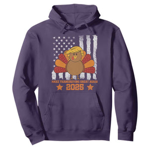 Funny Thanksgiving Trump 2025 Hoodie Make Thanksgivings Great Again Turkey American Flag TS10 Purple Print Your Wear