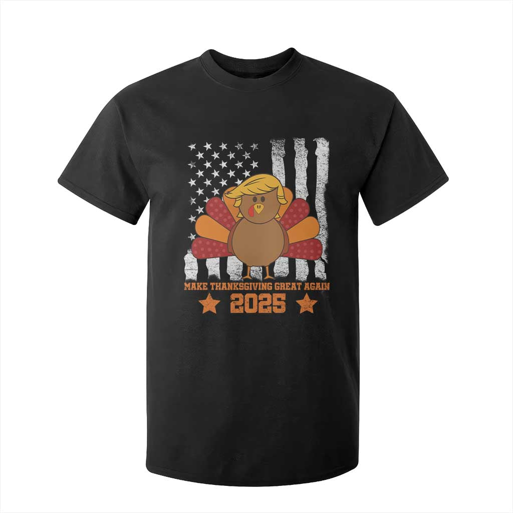 Funny Thanksgiving Trump 2025 T Shirt For Kid Make Thanksgivings Great Again Turkey American Flag TS10 Black Print Your Wear