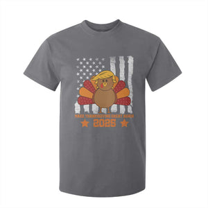 Funny Thanksgiving Trump 2025 T Shirt For Kid Make Thanksgivings Great Again Turkey American Flag TS10 Charcoal Print Your Wear