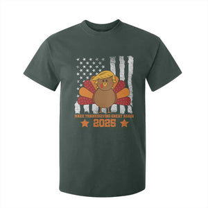 Funny Thanksgiving Trump 2025 T Shirt For Kid Make Thanksgivings Great Again Turkey American Flag TS10 Dark Forest Green Print Your Wear