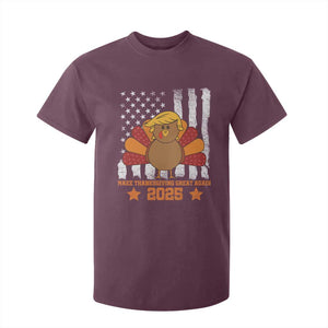 Funny Thanksgiving Trump 2025 T Shirt For Kid Make Thanksgivings Great Again Turkey American Flag TS10 Maroon Print Your Wear