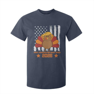 Funny Thanksgiving Trump 2025 T Shirt For Kid Make Thanksgivings Great Again Turkey American Flag TS10 Navy Print Your Wear