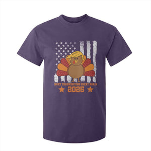 Funny Thanksgiving Trump 2025 T Shirt For Kid Make Thanksgivings Great Again Turkey American Flag TS10 Purple Print Your Wear