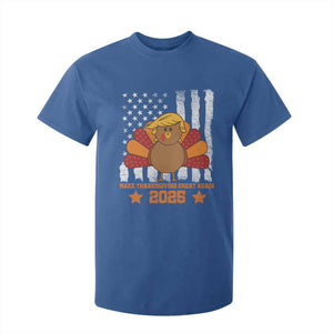 Funny Thanksgiving Trump 2025 T Shirt For Kid Make Thanksgivings Great Again Turkey American Flag TS10 Royal Blue Print Your Wear