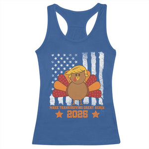 Funny Thanksgiving Trump 2025 Racerback Tank Top Make Thanksgivings Great Again Turkey American Flag TS10 Royal Blue Print Your Wear
