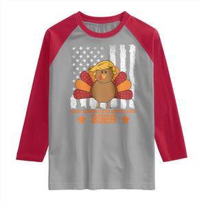 Funny Thanksgiving Trump 2025 Raglan Shirt Make Thanksgivings Great Again Turkey American Flag TS10 Sport Gray Red Print Your Wear