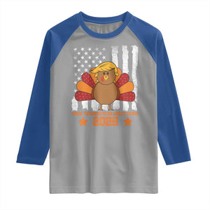 Funny Thanksgiving Trump 2025 Raglan Shirt Make Thanksgivings Great Again Turkey American Flag TS10 Sport Gray Royal Print Your Wear