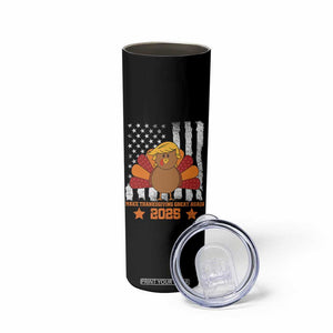 Funny Thanksgiving Trump 2025 Skinny Tumbler Make Thanksgivings Great Again Turkey American Flag TS10 Print Your Wear