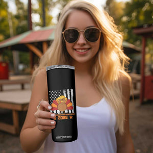 Funny Thanksgiving Trump 2025 Skinny Tumbler Make Thanksgivings Great Again Turkey American Flag TS10 Print Your Wear