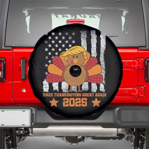 Funny Thanksgiving Trump 2025 Spare Tire Cover Make Thanksgivings Great Again Turkey American Flag TS10 Black Print Your Wear