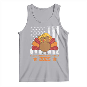 Funny Thanksgiving Trump 2025 Tank Top Make Thanksgivings Great Again Turkey American Flag TS10 Athletic Heather Print Your Wear