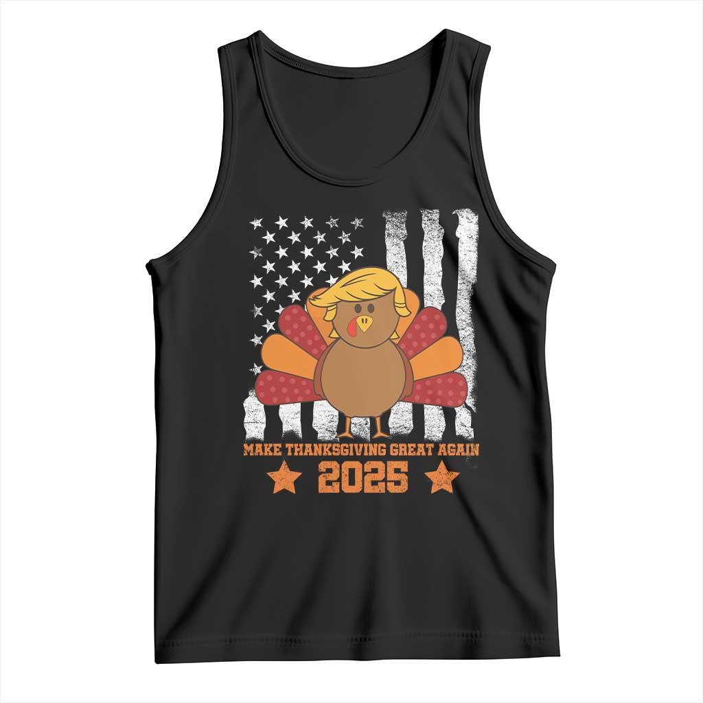 Funny Thanksgiving Trump 2025 Tank Top Make Thanksgivings Great Again Turkey American Flag TS10 Black Print Your Wear