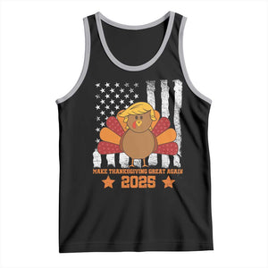 Funny Thanksgiving Trump 2025 Tank Top Make Thanksgivings Great Again Turkey American Flag TS10 Black Athletic Heather Print Your Wear