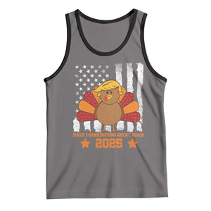 Funny Thanksgiving Trump 2025 Tank Top Make Thanksgivings Great Again Turkey American Flag TS10 Deep Heather Black Print Your Wear