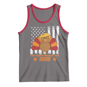 Funny Thanksgiving Trump 2025 Tank Top Make Thanksgivings Great Again Turkey American Flag TS10 Deep Heather Red Print Your Wear