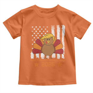 Funny Thanksgiving Trump 2025 Toddler T Shirt Make Thanksgivings Great Again Turkey American Flag TS10 Orange Print Your Wear