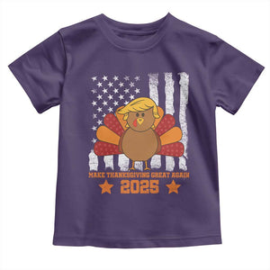 Funny Thanksgiving Trump 2025 Toddler T Shirt Make Thanksgivings Great Again Turkey American Flag TS10 Purple Print Your Wear