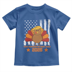 Funny Thanksgiving Trump 2025 Toddler T Shirt Make Thanksgivings Great Again Turkey American Flag TS10 Royal Blue Print Your Wear