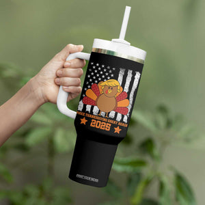 Funny Thanksgiving Trump 2025 Tumbler With Handle Make Thanksgivings Great Again Turkey American Flag TS10 Print Your Wear