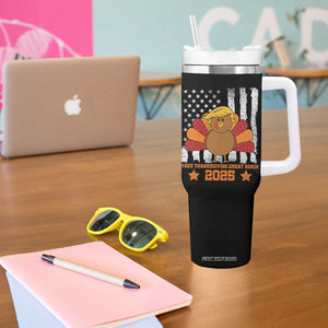 Funny Thanksgiving Trump 2025 Tumbler With Handle Make Thanksgivings Great Again Turkey American Flag TS10 Print Your Wear