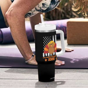 Funny Thanksgiving Trump 2025 Tumbler With Handle Make Thanksgivings Great Again Turkey American Flag TS10 Print Your Wear