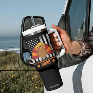 Funny Thanksgiving Trump 2025 Tumbler With Handle Make Thanksgivings Great Again Turkey American Flag TS10 Print Your Wear