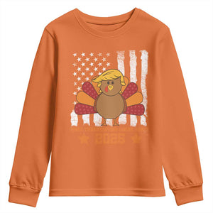 Funny Thanksgiving Trump 2025 Youth Sweatshirt Make Thanksgivings Great Again Turkey American Flag TS10 Orange Print Your Wear