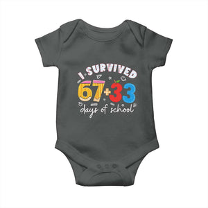 I Survived 67 33 Days Of School Baby Onesie Funny Six Seven Meme Boys Kids 100th Day TS10 Dark Heather Print Your Wear