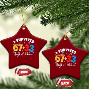 I Survived 67 33 Days Of School Ceramic Ornament Funny Six Seven Meme Boys Kids 100th Day TS10 Print Your Wear