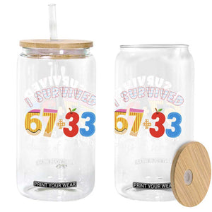 I Survived 67 33 Days Of School Glass Can Funny Six Seven Meme Boys Kids 100th Day TS10 Print Your Wear