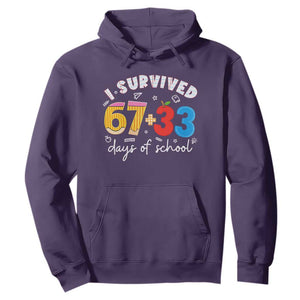 I Survived 67 33 Days Of School Hoodie Funny Six Seven Meme Boys Kids 100th Day TS10 Purple Print Your Wear