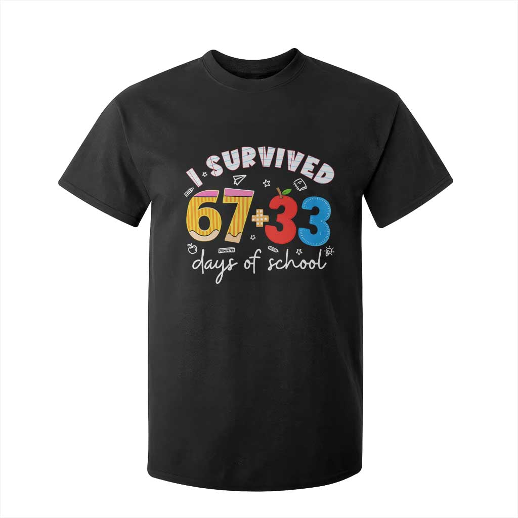I Survived 67 33 Days Of School T Shirt For Kid Funny Six Seven Meme Boys Kids 100th Day TS10 Black Print Your Wear