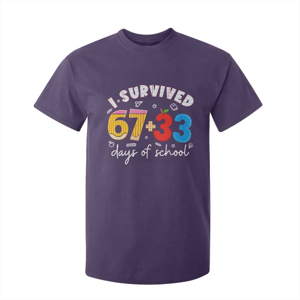 I Survived 67 33 Days Of School T Shirt For Kid Funny Six Seven Meme Boys Kids 100th Day TS10 Purple Print Your Wear