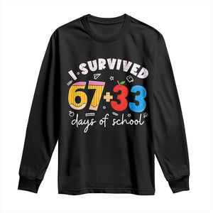 I Survived 67 33 Days Of School Long Sleeve Shirt Funny Six Seven Meme Boys Kids 100th Day TS10 Black Print Your Wear