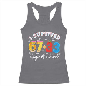 I Survived 67 33 Days Of School Racerback Tank Top Funny Six Seven Meme Boys Kids 100th Day TS10 Charcoal Print Your Wear